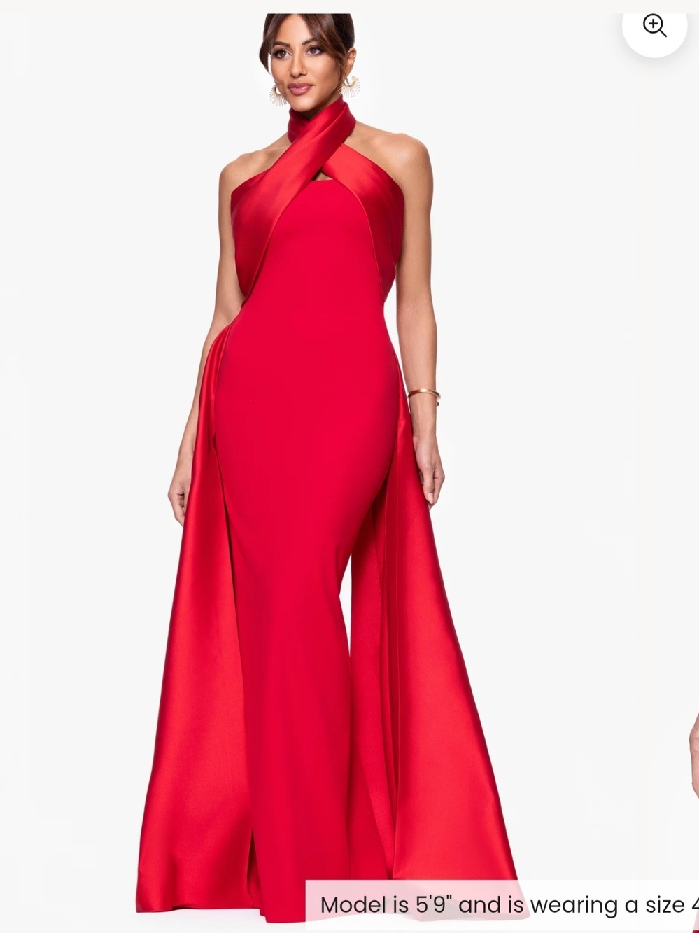 Betsy And Adam Dina" Scuba Crepe Twist Halter Neck Gown
